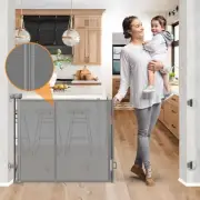 Reinforced No Drill Retractable Baby Gates for Dogs No Drilling Mesh Dog Gate