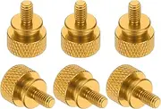 uxcell 6 Pcs M4x8mm Knurled Thumb Screw Computer Case Threaded Hand Tighten Screws Aluminum Alloy for PC Case, Gold