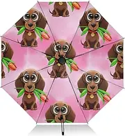 [RPLIFE] Compact Umbrella, Lightweight Portable Auto Open Close for Women, Travel Umbrellas for Rain, Wind and Sun, Cute Dachshunds