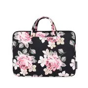 15 Inch Laptop Case Bag with White Rose Pattern and Handle