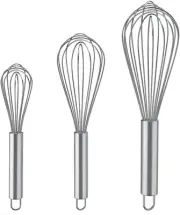 3 Pcs Stainless Steel Whisk Kitchen Utensil Wisk for Blending and Stirring