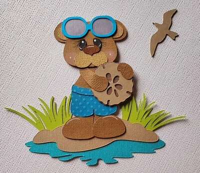 Beach Bear Boy. Scrapbook, Card Making Paper Piecing