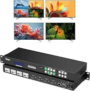 4K30Hz HDMI Matrix Video Wall Controller Multiviewer 4x4 Rackmount Switch Splitter Supports 2x2 Splicing & Pip & Audio Embedding & 90° 180° 270° Rotate & Web GUI & App Control