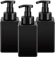 3 Pack 15oz/450ml Foaming Soap Dispenser Plastic Foam Pump Bottle Refillable Liquid Soap Container for Shampoo Body Hand Wash Bathroom Kitchen Sink - Black