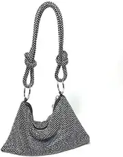 [AZIDWERYQ] Rhinestone Bag Fashion Rhinestone Purse for Women & Girls Sparkly Black Evening Bag Large Capacity Shiny Cross Body Luxury Handbags for Party, Prom, Club and Wedding