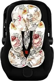 Floral Baby Car Seat Head and Body Support,2-in-1 Reversible CarSeat Insert,Soft Cushion for Stroller, Swing, Bouncer, Vintage Flowers