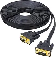 DTECH 5m Ultra Thin Computer Monitor VGA Cable 15 Pin Male to Male Connector Flat SVGA Wire (16 Feet, Black)