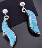 Turquoise Inlay Earrings by Aldora Henry 2K21Q