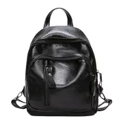 2 Pcs Women's Backpack PU Leather Travel Shoulder Bag Black School Bag Girl Multifunctional Small School Backpack for Women