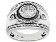 Bella Luce Rhodium Over 925 Sterling Silver 3-Stone CZ Ring Size 7 - 7.68 grams