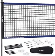 GSE Games & Sports Expert Deluxe Portable Lawn, Backyard, Park and Beach Game Set (Badminton/Volleyball)
