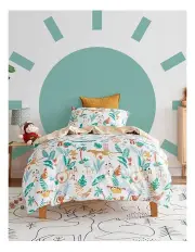 [Jack & Ava] Wild Jungle Quilt Cover Set in White