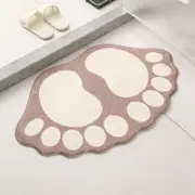 2 Pcs Brown And White Foot-Shaped Plush Bath Mat - Non-Slip Absorbent Bathroom Rug for Bedroom and Doorway (50x80cm)