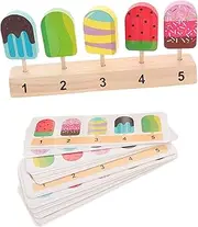 VANZACK Wooden Ice Toy Pretend Play Dessert Set for Boys and Girls Play Kitchen Desserts Interactive Learning Toy