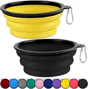 Collapsible Dog Bowls-2 Pack Large Size for Large/ Medium Dogs, Dog Travel Water Bowl, Dog Cat Portable Water Bowl, Dog Pet Feeding Watering Dish Outdoor Hiking Parking Traveling with 2 Carabiners