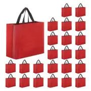 60pcs Reusable Gift Bags, Red Tote Glossy Grocery Shopping Bag with Handles