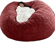 Large Bean Bags Chair Cover (No Filler, Cover Only) - Round Faux Fur Beanbag Chairs Soft Sofa Without Filling - Ultra Soft and Fluffy, for Adults, Machine Washable,T-5FT