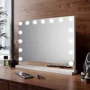 ELEGANT Vanity Makeup Mirror with 3 Lighting Modes, Frameless Smart Touch Control and 15 LED Dimmable Bulbs, Hollywood Mirror for Bathroom, Dressing Room, 58 x 46 cm