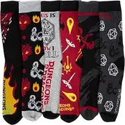 [Hyp] Dungeons & Dragons Men's Casual Crew Socks, 6-Pack, Size 8-12, Grey, 8-12