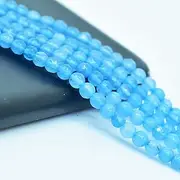 Asingeloo 3mm Faceted Natural Aquamarine Stone Beads for Jewelry Making Round Gemstone Beads Loose Spacer Beads 15" a Strand