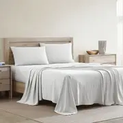 Ardor Boudoir Polyester Waterproof Bed Sheet with Pillowcase Bedding Set White