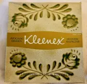VINTAGE Kleenex 1960s Avocado Green Dinner Napkins 50 2-ply in Sealed Box