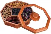 YXUANYZNB Wooden Nut Bowl with Cover Nut Serving Platter Living Room Compartment Nut Bowl Home Dried Fruit Box