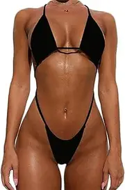 [Generic] Women's Sexy One Piece Sling Bikini High Cut Cheeky Swimsuit Thong Bathing Suits