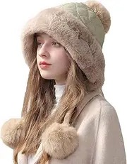 [YAMEE] Winter Hats for Women with Ear Flaps, Soft, Thick, Windproof, Beanie Women's Winter for Women, Warm with Plush, ski hat Women with Pompoms, Fashionable, Cute, Winter hat for Outdoor use, Cold