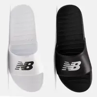 在飛比找蝦皮購物優惠-JB~New Balance 拖鞋 黑  白LOGO 休閒 