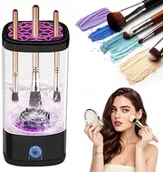 Electric Makeup Brush Cleaner,Quick Efficient Makeup Cleaner For Cleaning and Drying All Brush Types, Portable Automatic Makeup Brush Cleaning Solution for Beauty Lovers-Black