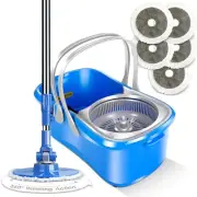 360° Rotating Microfiber Mop & Bucket with Hands-Free Wringing - 5 Pads Included