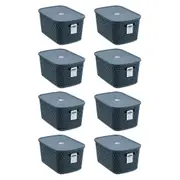 8x Boxsweden Woven Rattan 7L/30cm Lidded Basket Carry Storage Organiser Assort