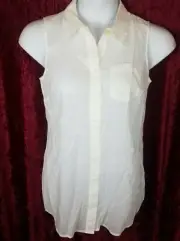 Boden Top Size 12L 8L White sleeveless button front semi-sheer Shirt