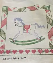 Handpainted Needlepoint Canvas - RIBBON PONY