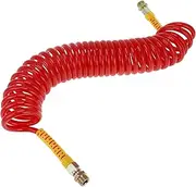 X AUTOHAUX 34 Circle Air Brake Hose Oil Cooler Coiled Short Tail Line Brake Coil Cable for Trucks Tractors Assembly with M22x1.5 NPT Fitting PU Iron Red 28 Feet