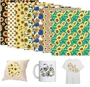 Tintnut Sunflower Infusible Transfer Ink Sheets - 7 Sheets 12"x10", Sunshine Floral Pattern Sublimation Transfer Paper Bundle Compatible with Cricut for DIY Mugs, Tumblers, Key Chain, T-Shirts