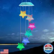 Solar Star Gift for Mom Grandma Girls, Color Changing Solar Wind Chimes for O