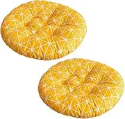 2 Pieces Round Chair Seat Pads Floor Pillow Tatami Seating Pillow Thick Padded Cushion Chair Seat Pads for Home Kitchen Dinning Patio Chairs Balcony Office Outdoor Meditation (Yellow)