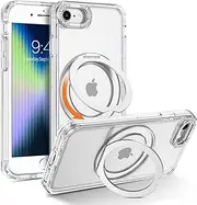 YINLAI for iPhone SE Case (2020/2022), iPhone 7/8 Case, [Compatible with MagSafe] with Magnetic 360° Rotatable Ring Stand Slim Shockproof Protective Phone Cases for iPhone SE 4.7", Clear
