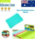 4 Pcs Refrigerator Antibacterial Cut Drawer Washable Can Fridge Mat Kitchen PDS