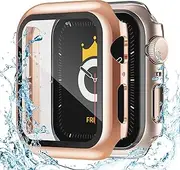 Adepoy 2 Pack Waterproof Apple Watch Screen Protector 44mm, Hard Protective Cases Guard Bumper Ultra Thin Full Coverage Compatible for iWatch SE 6 5 4 44mm