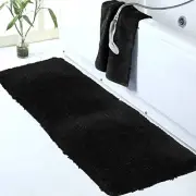 Large Bathroom Rug (24 x 72) Extra Soft and Absorbent Shaggy 24" x 72" Black