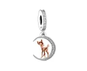 S925 Silver & Rose Gold Bambi on the Moon Charm Pendant by YOUnique Designs - Pandora Compatible