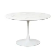 Raimon Furniture Cecil Round Dining Table Marble Effect 120cm - White Sevella