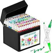 Alcohol Markers,Odorless Quick-Drying Double-Tip Brush Markers | Fade-Resistant Waterproof Art Supplies for Kids Sketching, Comic Art, Graffiti & Scrapbooking