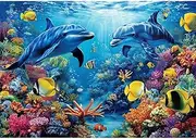 1000 Pieces Jigsaw Puzzles for Adults 1000-Pieces Puzzles Art Jigsaw Puzzles Impossible Hard Difficult Challenging Puzzles for Teen Underwater Sea World Dolphins Fishes Puzzle 28 x 20 inch