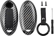 XUKEY Carbon Fiber Remote Key Shell Key Fob Case for Nissan Qashqai Pulsar March 370Z Juke Note Tiida NV200 Leaf Cube Key Ring Key Chains