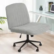 Advwin Armless Cross-Legged Chair Ergonomic Swivel Office Chair Vanity Desk Chair Lounge Chair, Grey