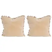 2PK LVD Velvet Tassels Cushion Pillow 50x50cm Square - Sand